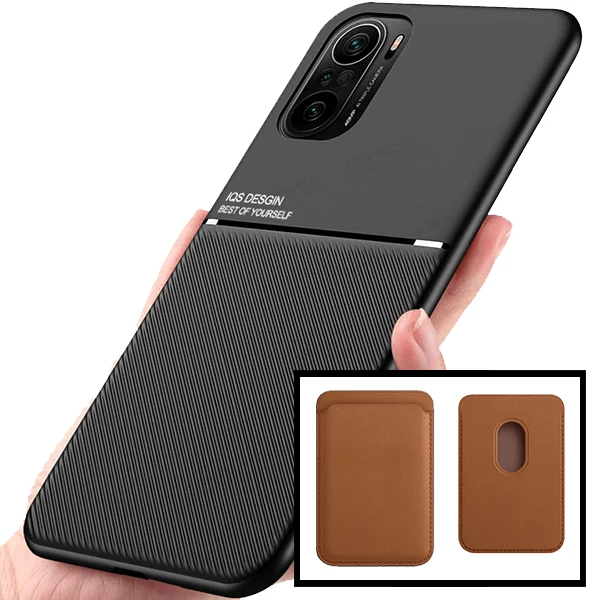 Kit Capa Magnetic Lux + Magnetic Wallet Castanho para Xiaomi Poco F3