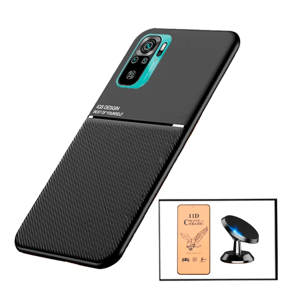Kit Capa Magnetic Lux + Película CeramicGlass + Suporte Magnético de Carro para Xiaomi Redmi Note 10s