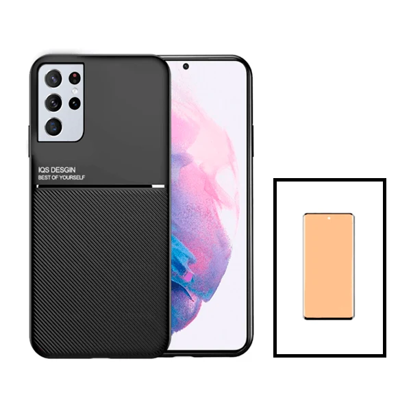 Kit Capa Magnetic Lux + Película CeramicGlass para Samsung Galaxy S22 Ultra 5G - Preto