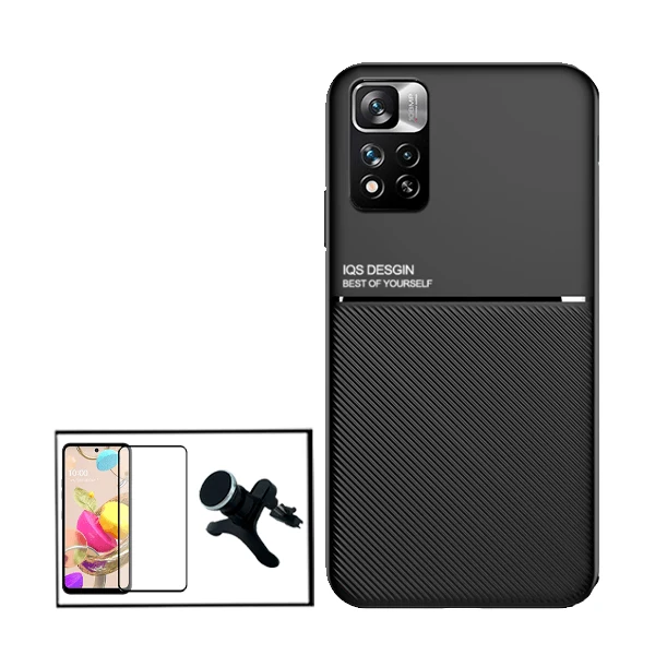 Kit Capa Magnetic Lux + Película Vidro Premium Full Cover Curved + Suporte Magnético de Carro Reforçado para Xiaomi Redmi...