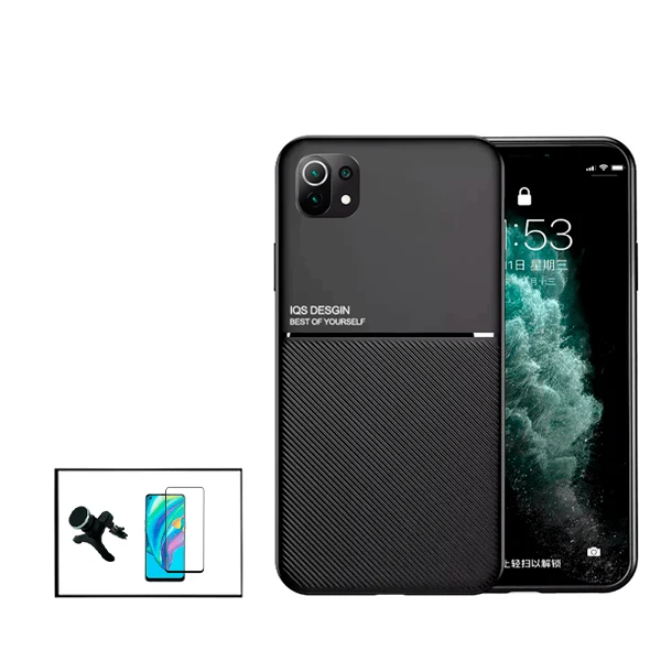 Kit Capa Magnetic Lux + Película Vidro Premium Full Cover Curved + Suporte Magnético de Carro Reforçado para Xiaomi Mi 11...