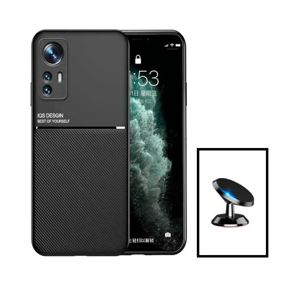 Kit Capa Magnetic Lux + Suporte Magnético de Carro para Xiaomi 12 - Preto