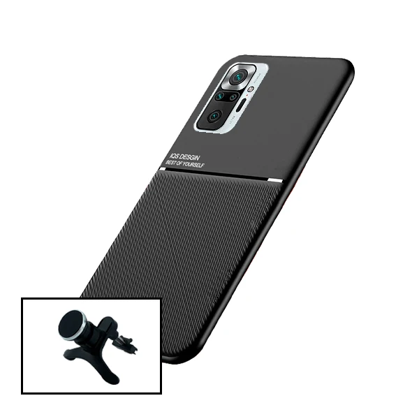Kit Capa Magnetic Lux + Suporte Magnético de Carro Reforçado para Xiaomi Redmi Note 10 Pro+