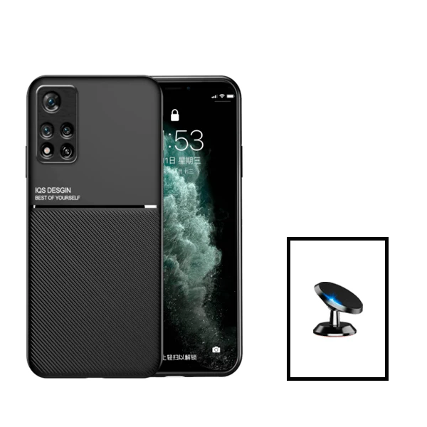 Kit Capa Magnetic Lux + Suporte Magnético de Carro para Xiaomi Redmi Note 11E Pro - Preto