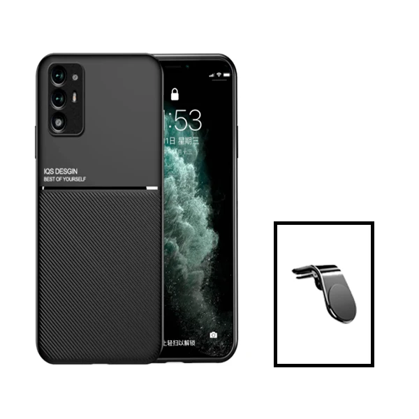 Kit Capa Magnetic Lux + Suporte Magnético L Safe Driving para Oppo A94 5G - Preto