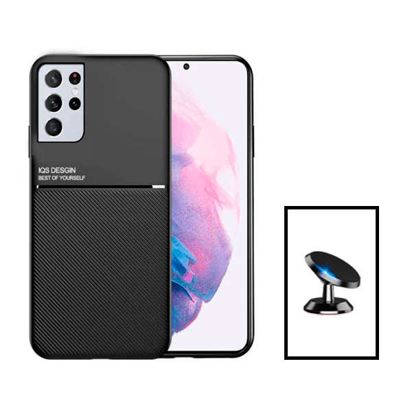 Kit Capa Magnetic Lux + Suporte Magnético de Carro para Samsung Galaxy S22 Ultra 5G - Preto