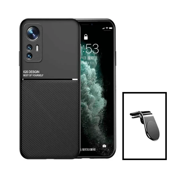 Kit Capa Magnetic Lux + Suporte Magnético L Safe Driving para Xiaomi 12 Pro - Preto