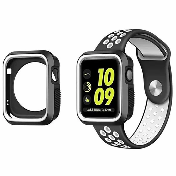 Kit Capa Military DoubleColor + Bracelete SportyStyle para Apple Watch Series 4 - 44mm - Preto / Branco