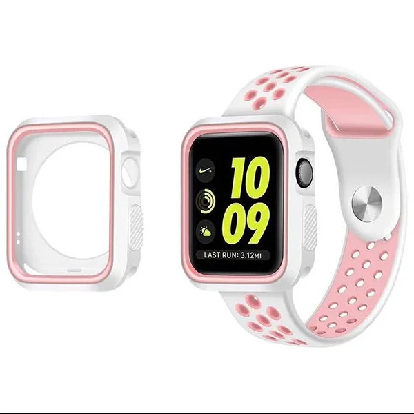 Kit Capa Military DoubleColor + Bracelete SportyStyle para Apple Watch Series SE - 40mm - Branco / Rosa