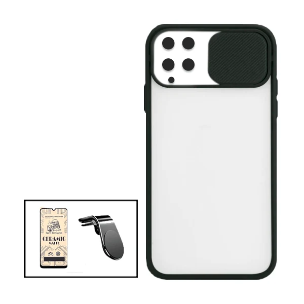 Kit Capa Slide Window Anti Choque Frosted + Película CeramicGlass + Suporte Magnético L Safe Driving Carro para Samsung Ga...