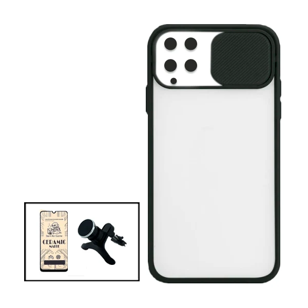 Kit Capa Slide Window Anti Choque Frosted + Película CeramicGlass + Suporte Magnético Reforçado de Carro para Samsung Gala...