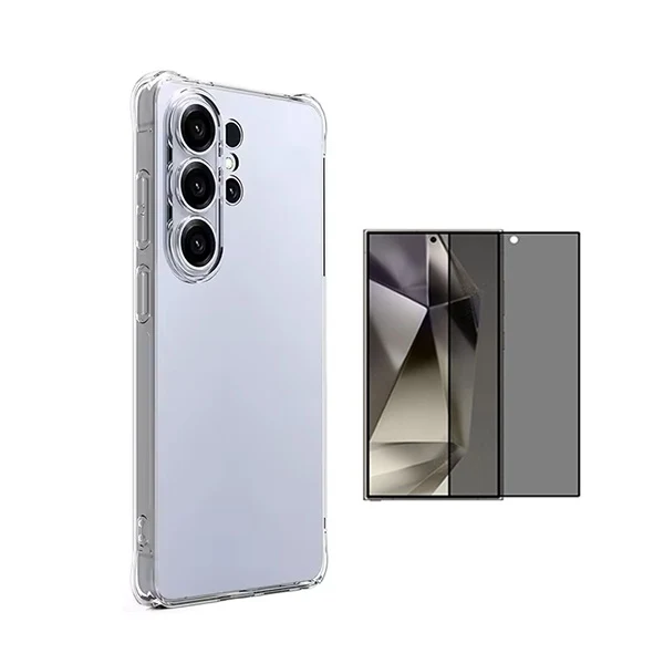 Kit Capa Superprotect Anti-Shock + Película de Vidro Anti-Spy PHONECARE Para Samsung Galaxy S26 Ultra - Transparente
