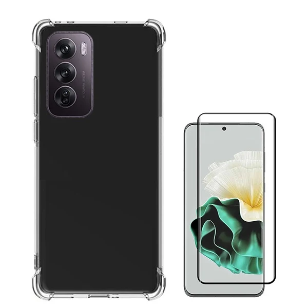 Kit Capa Superprotect Anti-Shock + Vidro Premium Full Cover para Oppo Reno12 Pro - Transparente