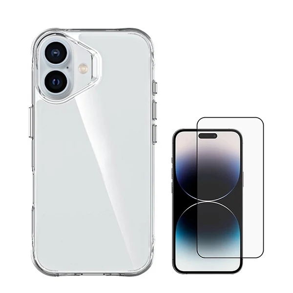 Kit Capa Superprotect Anti-Shock + Vidro Premium Full Cover para Apple iPhone 16 - Transparente
