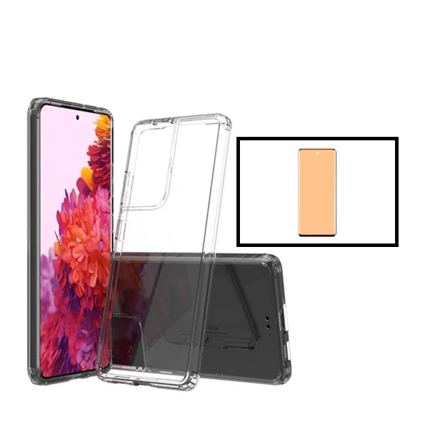 Kit Capa SuperProtect Anti-Shock + Vidro Temperado CeramicGlass Full Cover para Samsung Galaxy S22 Ultra 5G - Transparente