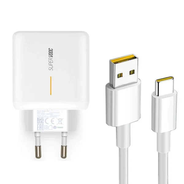 Kit Carregador 65W Fast Charge 4A VOOC 2.0 + Cabo Fast Charger Type C para Oppo F19s