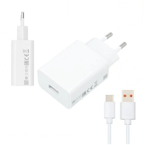 Kit Carregador Turbo Fast Charge 33W 3A USB + Cabo de Carga Turbo Fast Charge 5A Type-C 1M para Xiaomi Redmi Note 9 Pro Max