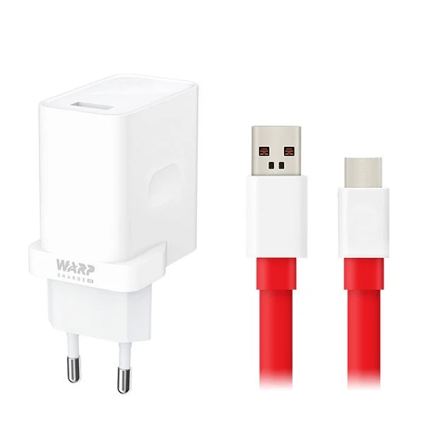 Kit Carregador Warp Charge 30 Fast Charge + Cabo de Carga Warp Charge Type-C 100cm para OnePlus 8T+ 5G