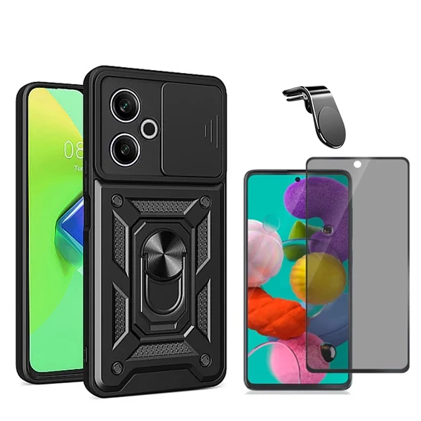 Kit Película 5d Anti-Spy + Capa Magnetic Military Defender Slide Window Anti-Impacto + Suporte Magnético L Safe Driving Ca...