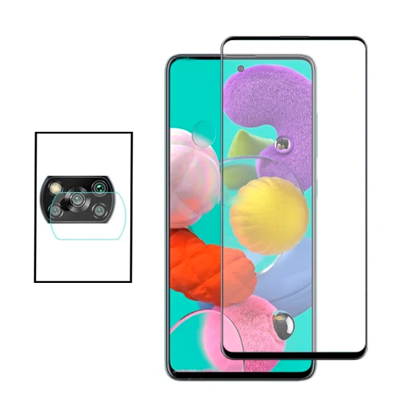 Kit Película de Camara Traseira + Vidro Premium Full Cover para Xiaomi Poco X3