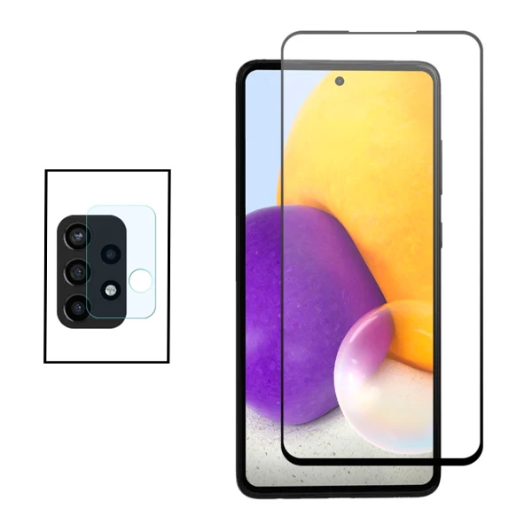 Kit Película de Camara Traseira + Vidro Premium Full Cover para Samsung Galaxy A72