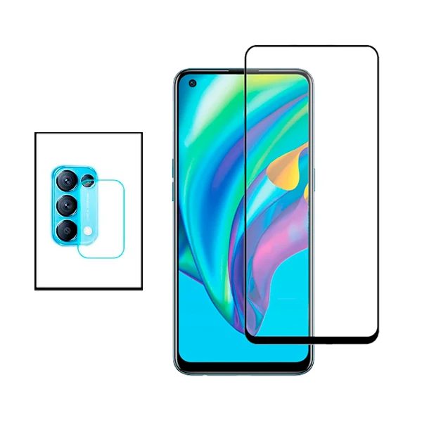 Kit Película de Camara Traseira + Vidro Premium Full Cover para Oppo Reno5 K
