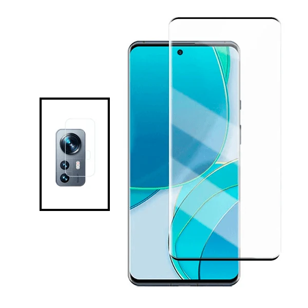 Kit Película de Camara Traseira + Vidro Premium Full Cover Curved para Xiaomi 12 Pro
