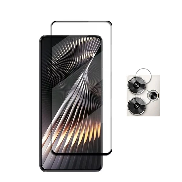 Kit Película de Camara Traseira + Vidro Temperado Full Cover Premium para Xiaomi Poco M6 Plus - Transparente/Preto