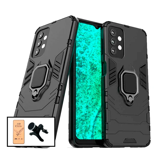 Kit Película CeramicGlass + Capa 3X1 Military Defender + Suporte Magnético de Carro Reforçado para Samsung Galaxy A52