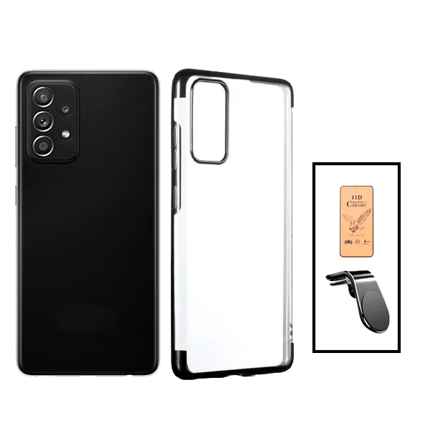 Kit Película CeramicGlass + Capa SlimArmor + Suporte Magnético L Safe Driving Carro para Samsung Galaxy A52 5G - Preto