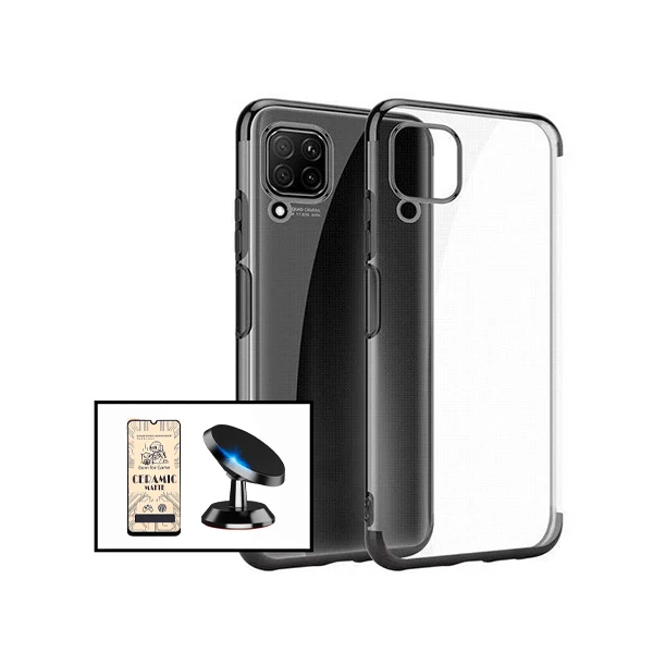 Kit Película CeramicGlass + Capa SlimArmor + Suporte Magnético de Carro para Samsung Galaxy M12 - Preto