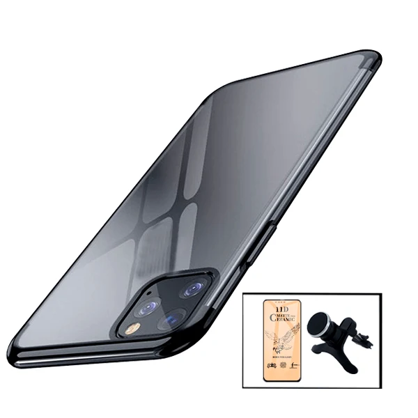 Kit Película CeramicGlass + Capa SlimArmor + Suporte Magnético de Carro Reforçado para Apple iPhone 13 - Preto