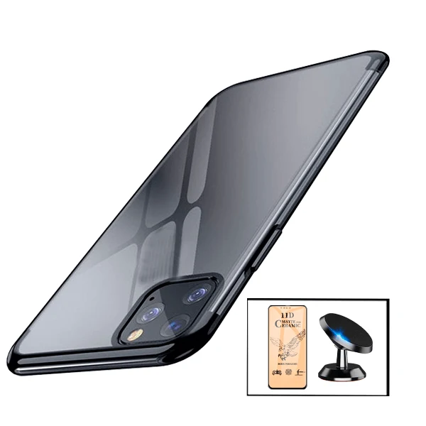 Kit Película CeramicGlass + Capa SlimArmor + Suporte Magnético de Carro para Apple iPhone 13 - Preto