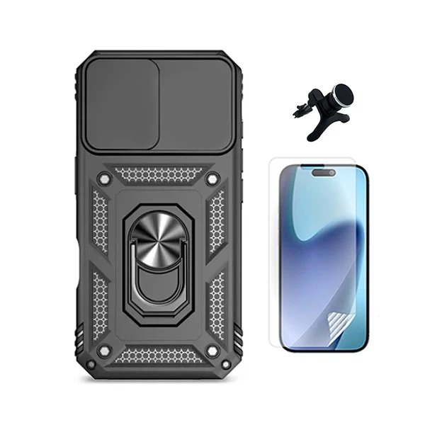 Kit Película Hydrogel Frente + Capa Magnetic Slide Window + Suporte Magnético Reforçado PHONECARE Para Apple iPhone 17 Pro...