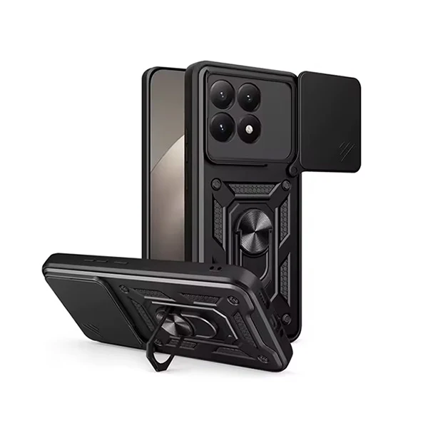 Kit Película Hydrogel Frente + Capa Magnetic Slide Window + Suporte Magnético PHONECARE Para Xiaomi 15T 5G - Preto