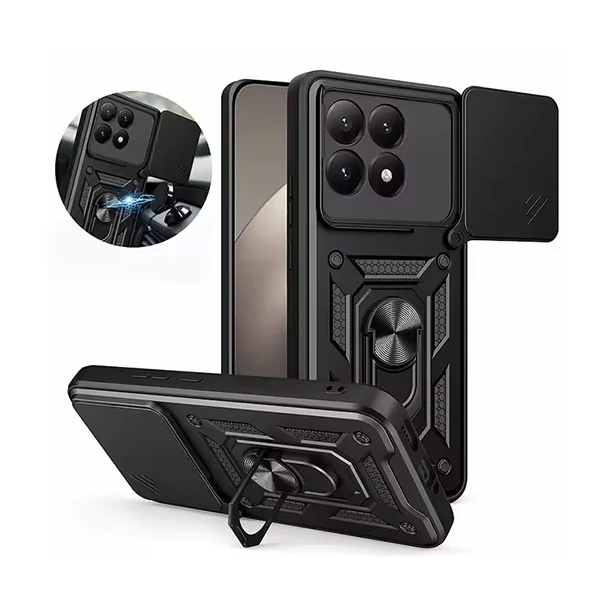 Kit Película Hydrogel Frente + Capa Magnetic Slide Window + Suporte Magnético PHONECARE Para Xiaomi 15T 5G - Preto