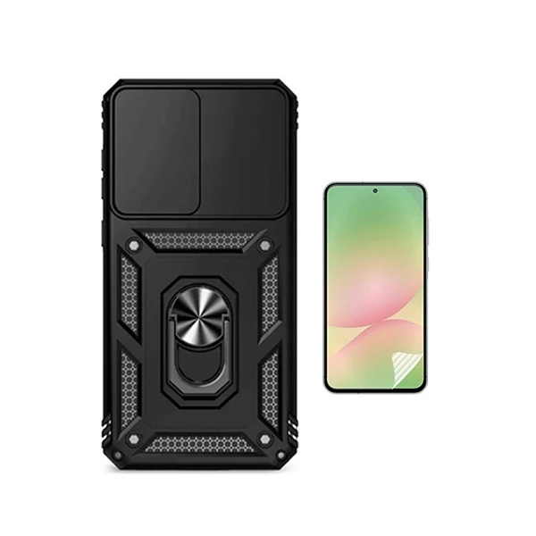Kit Película Hydrogel Frente + Capa Magnetic Slide Window PHONECARE Para Samsung Galaxy A37 5G - Preto
