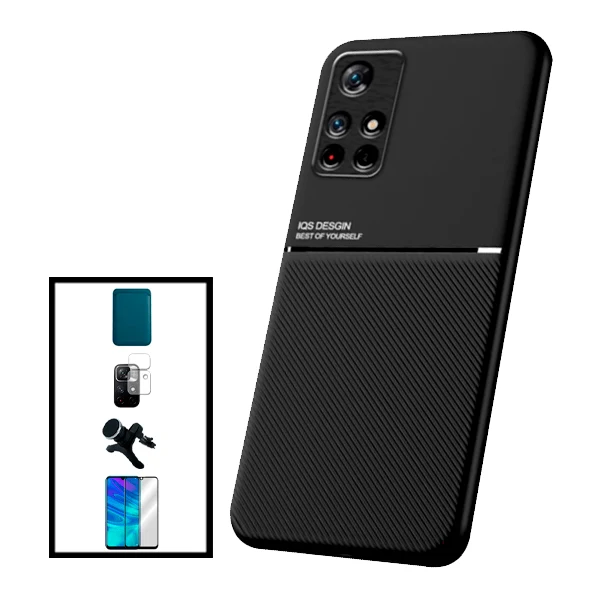 Kit Película Hydrogel Full Cover Frente + Capa Silicone Líquido + Suporte Magnético de Carro Reforçado para Samsung Galaxy...
