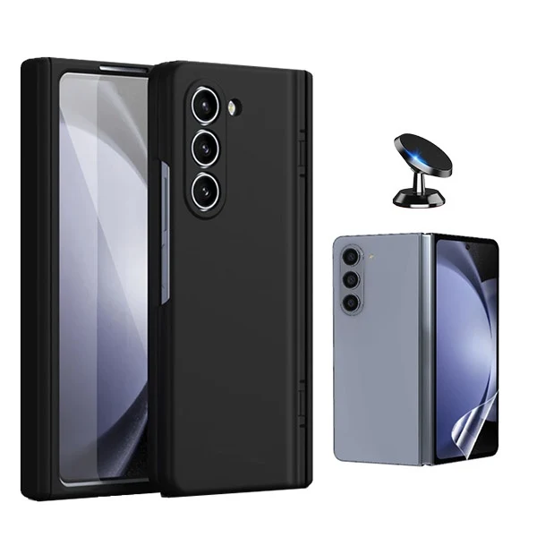 Kit Película Hydrogel Full Cover Frente + Capa Silicone Líquido + Suporte Magnético de Carro para Samsung Galaxy Z Fold6 -...