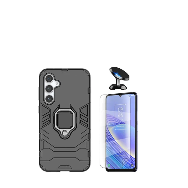 Kit Película Hydrogel Full Cover Frente + Capa 3X1 Military Defender + Suporte Magnético de Carro para Samsung Galaxy A15...