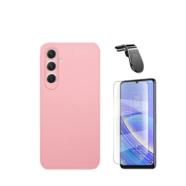 Kit Película Hydrogel Full Cover Frente + Capa Silicone Líquido + Suporte Magnético L Safe Driving Carro para Samsung Gala...