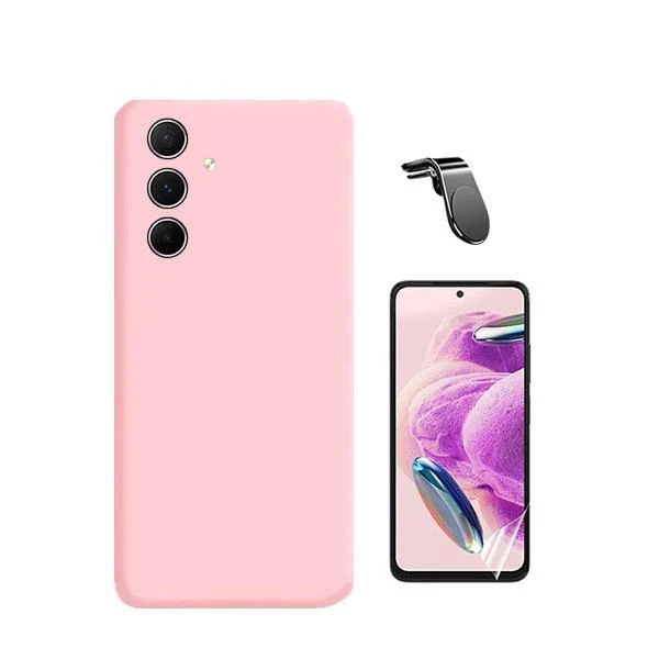 Kit Película Hydrogel Full Cover Frente + Capa Silicone Líquido + Suporte Magnético L Safe Driving Carro para Samsung Gala...