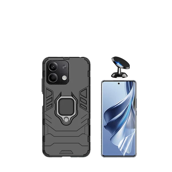 Kit Película Hydrogel Full Cover Frente + Capa 3X1 Military Defender + Suporte Magnético de Carro para Xiaomi Redmi Note 1...