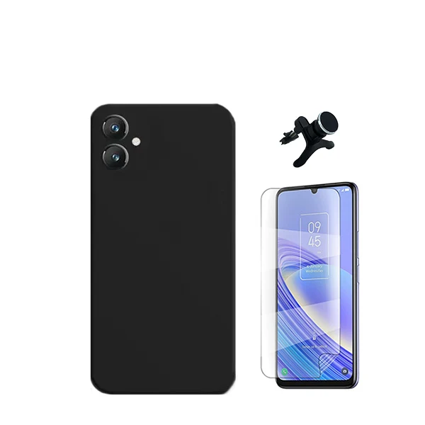Kit Película Hydrogel Full Cover Frente + Capa Silicone Líquido + Suporte Magnético de Carro Reforçado para Samsung Galaxy...