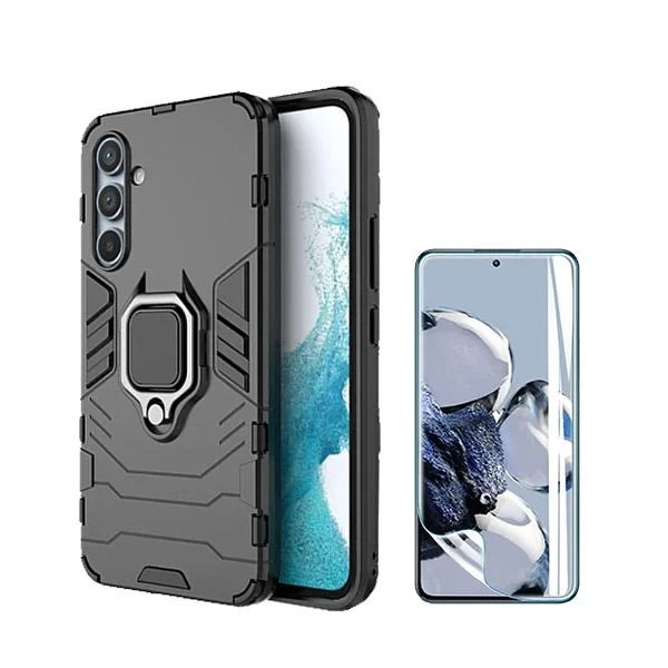 Kit Película Hydrogel Full Cover Frente + Capa 3X1 Military Defender para Samsung Galaxy S24+ Plus 5G - Preto