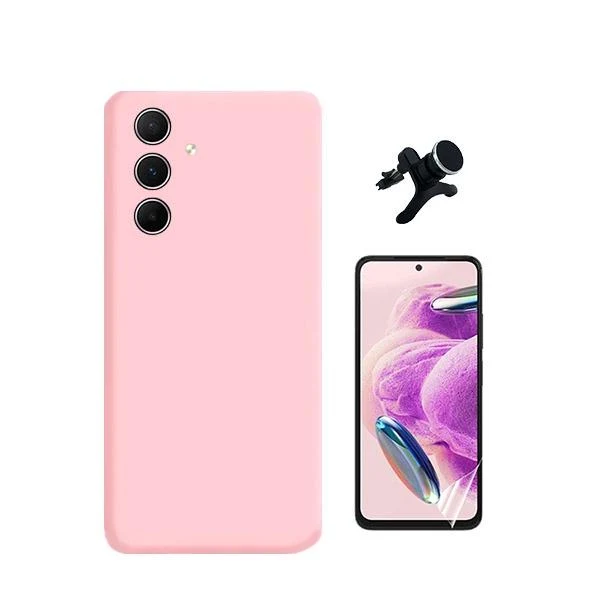 Kit Película Hydrogel Full Cover Frente + Capa Silicone Líquido + Suporte Magnético de Carro Reforçado para Samsung Galaxy...