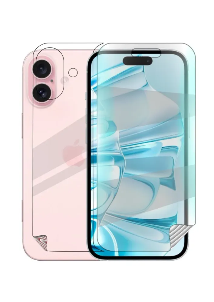 Kit Película Hydrogel Full Cover Frente e Verso para Apple iPhone 16 Plus - Transparente