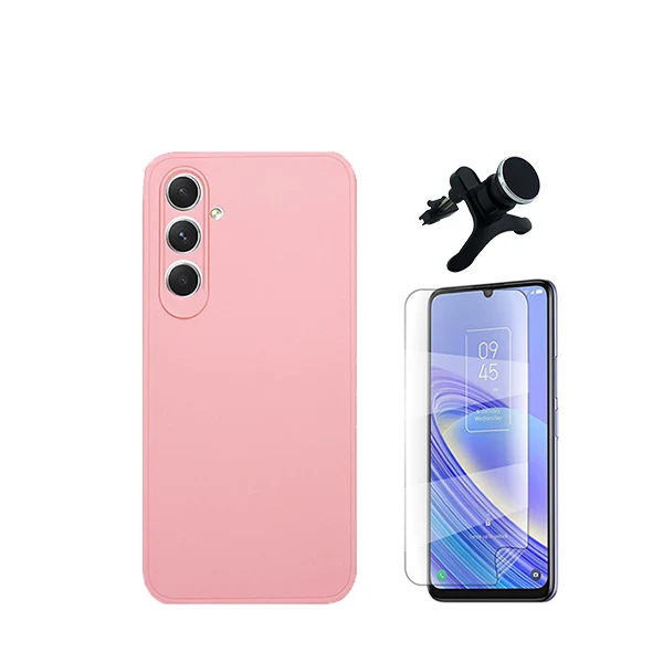 Kit Película Hydrogel Full Cover Frente + Capa Silicone Líquido + Suporte Magnético de Carro Reforçado para Samsung Galaxy...