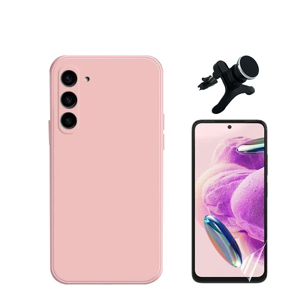 Kit Película Hydrogel Full Cover Frente + Capa Silicone Líquido + Suporte Magnético de Carro Reforçado para Samsung Galaxy...