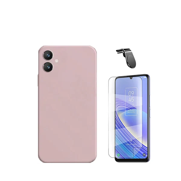 Kit Película Hydrogel Full Cover Frente + Capa Silicone Líquido + Suporte Magnético L Safe Driving Carro para Samsung Gala...